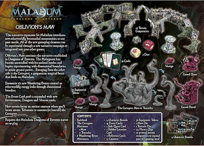 Maladum Oblivion's Maw Expansion - Fantasy Dungeon Crawler Game Immersive Terrain Solo Co-op and Adversarial Play