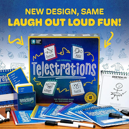 Telestrations 8 Player 2nd Edition Board Game Award Winning Hilarious and Unpredictable Must Have Party Game with a New Look Sketch What Your Read Then Guess What You Saw 4-8 Players Ages 10+