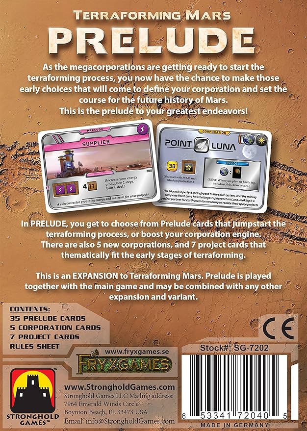 Terraforming Mars: Prelude Expansion by Stronghold Games | Engine-Building Card Module with Accelerated Start | Add Corporations and Projects | 1-5 Players Ages 12+ | Requires Base