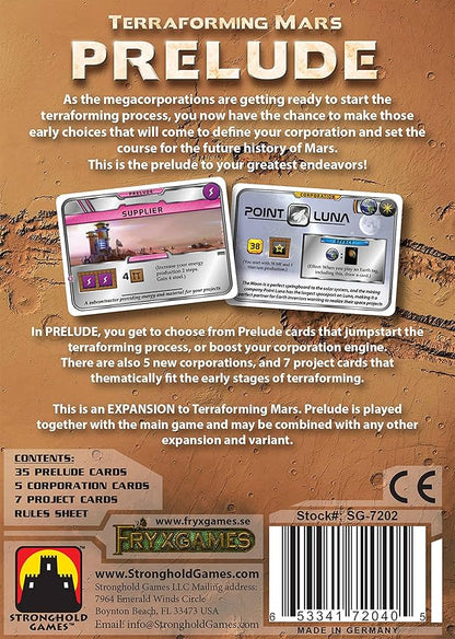 Terraforming Mars: Prelude Expansion by Stronghold Games | Engine-Building Card Module with Accelerated Start | Add Corporations and Projects | 1-5 Players Ages 12+ | Requires Base