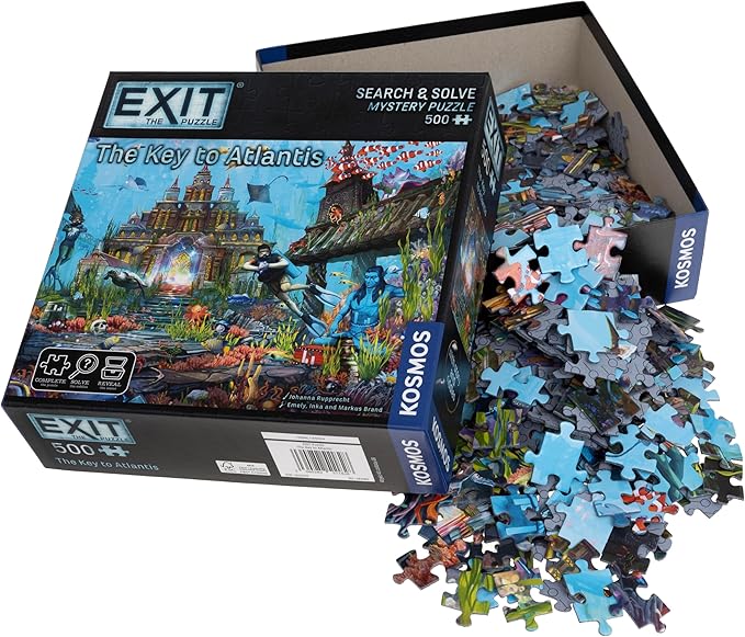 Thames &amp Kosmos EXIT: The Key to Atlantis | Adult &amp Kids Escape Room Game | 500-Piece Mystery Puzzle | Strategy Challenge | 1-4 Players | Age 10+