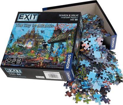 Thames &amp Kosmos EXIT: The Key to Atlantis | Adult &amp Kids Escape Room Game | 500-Piece Mystery Puzzle | Strategy Challenge | 1-4 Players | Age 10+