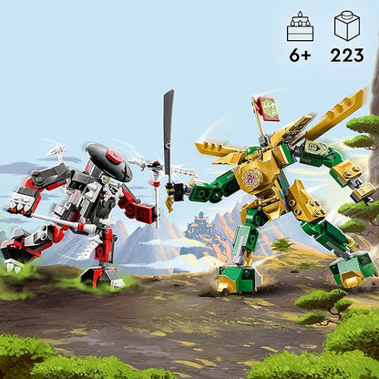 Lego NINJAGO Lloyd’s Mech Battle EVO Building Set 71781 with 2 Action Figures 2 Posable Ninja Action Figures to Build Ninja Toy for Kids Ages 6+ with Bone Warrior and Golden Lloyd Minifigures