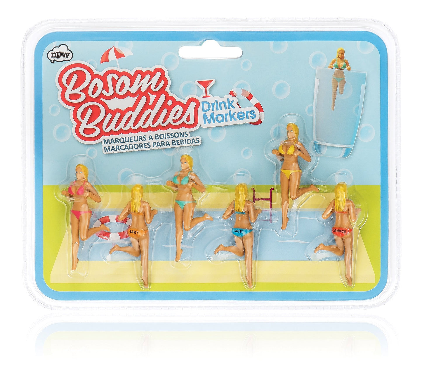 NPW Bosom Buddies Cocktail/Wine Glass Markers, 6-Count