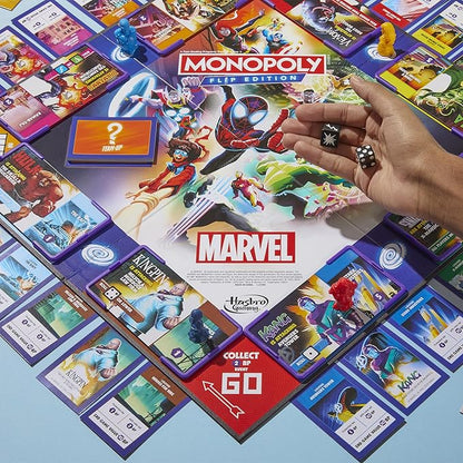 Monopoly Flip Edition: Marvel Board Game | Ages 8 and Up | 2 to 4 Players | Family Board Games for Kids Teens and Adults