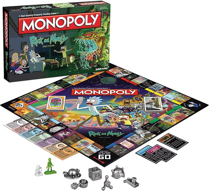 Monopoly Rick &amp Morty Board Game | Collectible Monopoly Game Based On Adult Swim Series Rick &amp Morty | Officially Licensed Rick &amp Morty Board Game