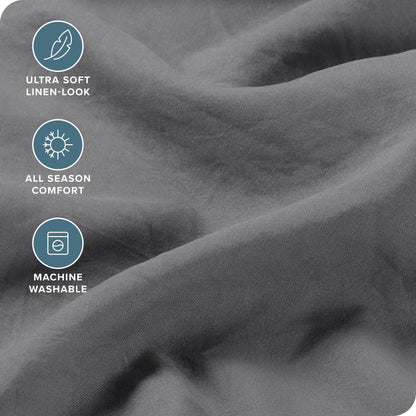 Bare Home Full Sheet Set - Luxury 1800 Ultra-Soft Stonewashed Microfiber - Double Brushed - Deep Pockets - Easy Fit - Breathable Bedding - Sheet Sets & Pillowcases (Full, Grey)