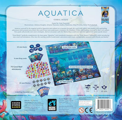 Arcane Wonders Aquatica Coral Reef Expansion Board Card Game - New Underwater Creatures Encounters - 1 to 5 Players Ages 14+ 60 Minutes - Enhance Your Aquatica Experience