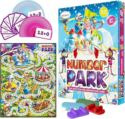 Number Park - Addition &amp Subtraction Math Games for Kids Ages 5-8 - Fun Educational Learning Game - Board Games for Kindergarten &amp Up - Gift