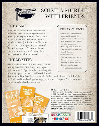 Murder Mystery Party Pasta Passion &amp Pistols – Murder Mystery Dinner Party Game for Adults – Interactive Crime Solving Role Play Game Night Kit with Invitations &amp Clues – Ages 18+