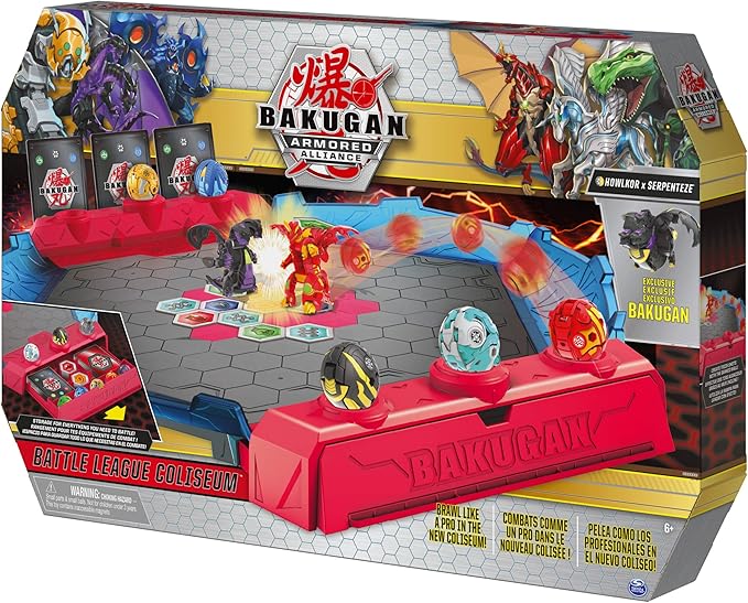 Bakugan Battle League Coliseum Deluxe Game Board with Exclusive Fused Howlkor x Serpenteze Kids Toys for Boys Ages 6 and Up