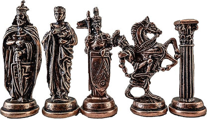 (Only 32 Pieces) Medieval British Army Antique Copper Metal Handmade Chess Pieces (Without Board)