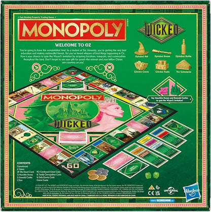 Monopoly Wicked Edition Board Game | Inspired by The Motion Picture | Ages 8+ | 2 to 6 Players | 30 Mins. | Family Games for Kids Teens and Adults