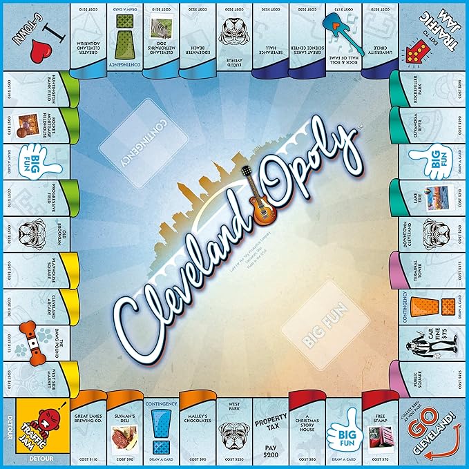 Late for The Sky Cleveland-Opoly Board Game – Cleveland Ohio City Edition Family Property Trading Game for Kids &amp Adults 2–6 Players Ages 8+ Game Night Gift