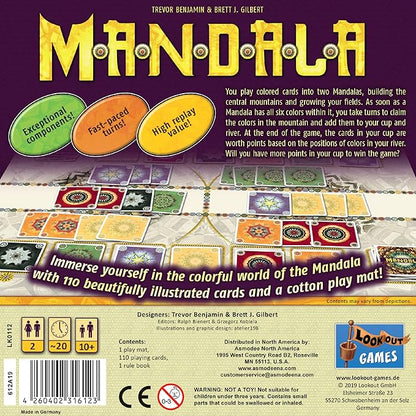 Mandala Board Game | Challenging Two-Player Game with Beautiful Abstract Art | Strategy Board Game for Adults and Kids | Ages 10+ | 2 Players | Average Playtime 30 Minutes | Made by Lookout Games