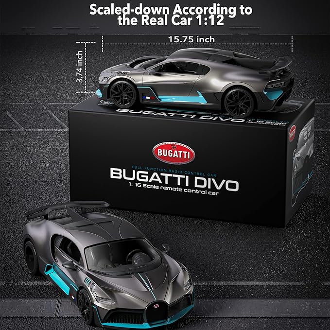 MIEBELY Remote Control Car Bugatti Divo 1/12 Scale Rc Cars 12Km/h 2.4Ghz Licensed Model Car 7.4V 900mAh Toy Car Headlight for Adults Boys Girls Age 6-12 Years Birthday Ideas Gift