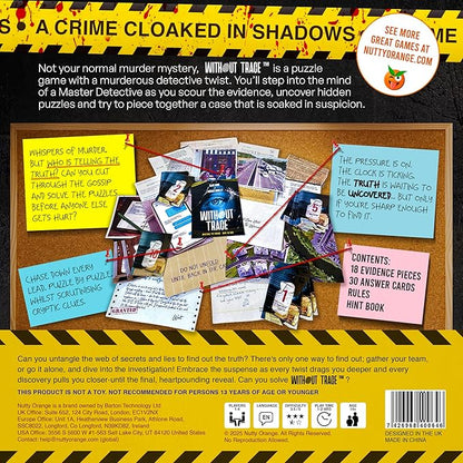 Without Trace - Escape Room Strategy Puzzle Board Game. Immersive Detective Investigation Murder Mystery True Crime Challenge for Adults Teens Couples Date Nights or Solo. 1-4 Players.
