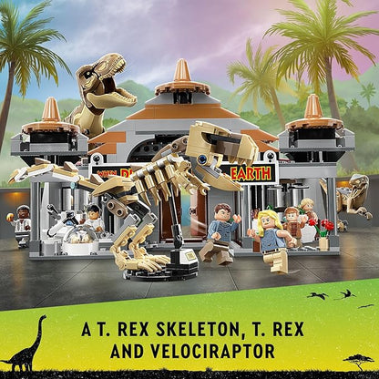 LEGO Jurassic Park Visitor Center: T. rex &amp Raptor Attack 76961 Buildable Dinosaur Toy Gift for Teens and Kids Aged 12 and Up Including a Dino Skeleton Figure 6 Minifigures and More
