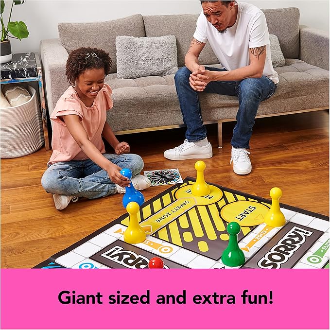 Giant Sorry Classic Family Board Game Indoor Outdoor Retro Party Activity Summer Toy with Oversized Gameboard for Adults and Kids Ages 6 and up