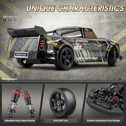 HAIBOXING 1/18 Scale RC Cars 2196 Drift RC Car 28 KM/H High Speed with Gyro 2.4 Ghz Electric Vehicle RTR 4X4 Remote Control Cars Drifting Race Toys for Adults Boys Girls Kids Gifts with Two Batteries