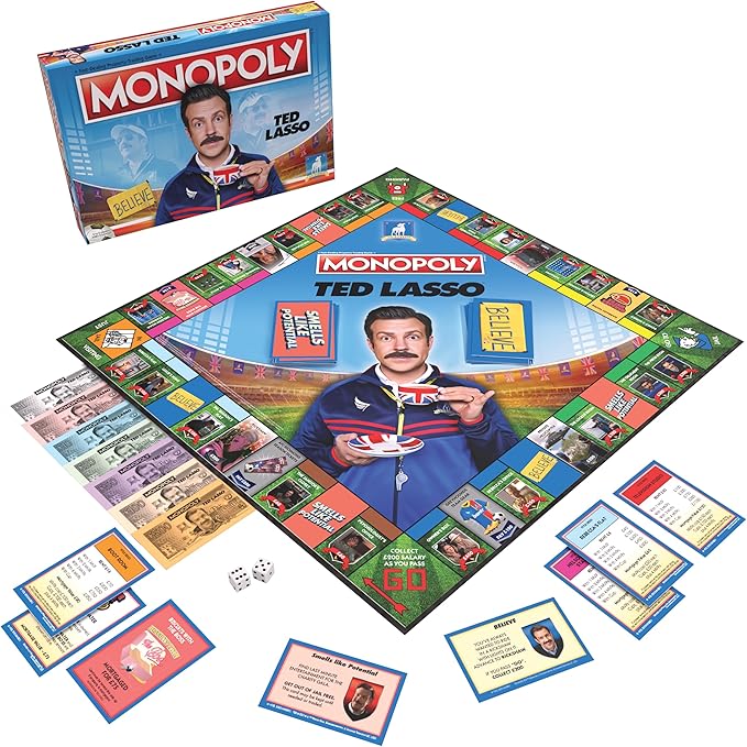 Monopoly Ted Lasso | Officially Licensed Board Collectible Board Game | Play as Believe Sign Goldfish Tea up Ted’s Visor and More | Based On Popular Comedy Series