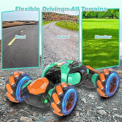Gesture Sensing RC Stunt Car - Boys Toys Age 6-8-12 360° Rotating 4WD Hand Controlled Remote Control Twist Car with Light &amp Music Cool Toys and Ideas Gifts for Children Age 7 9 10 11 12 Years Ol