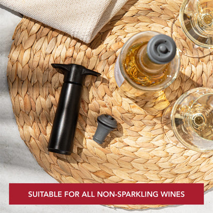 Vacu Vin Original Wine Saver with 4 Vacuum Bottle Stoppers – Black Wine Preserver Pump for Red or White Wine – Manual Air Remover System – Airtight Seal – Keep Wine Fresh Longer
