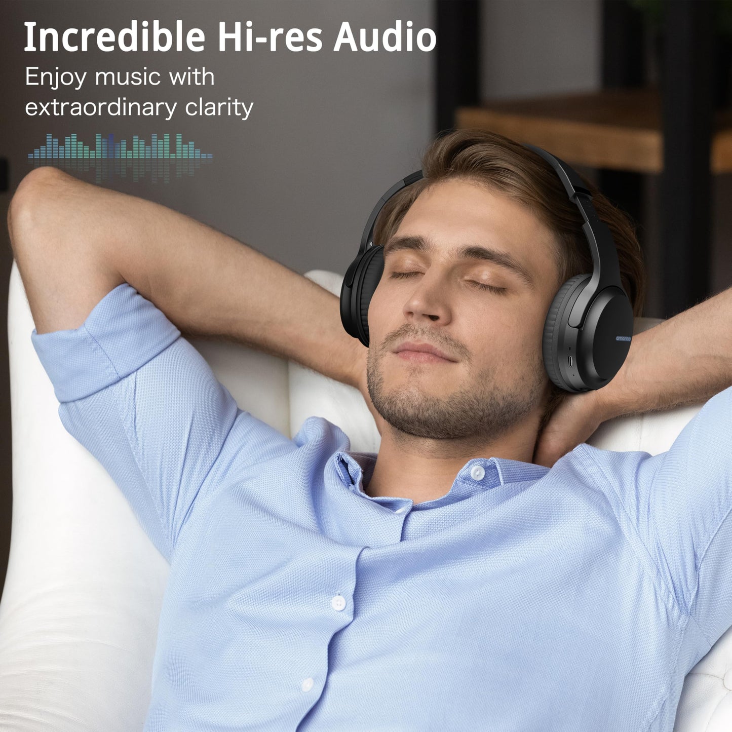 AMORNO Bluetooth Headphones Over Ear, 68 Hours Playtime Wireless Headphones with Mic, Foldable Adjustable Lightweight HiFi Stereo Headset for Cellphone/PC/Work/Travel/Home/Office (Black)