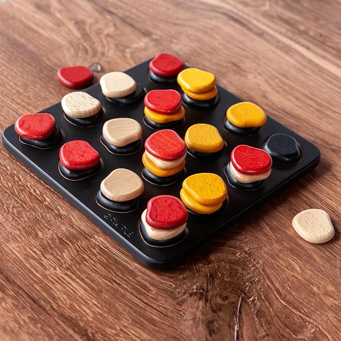 GIGAMIC Qawale Mini | Mensa Select | Travel-Friendly Wooden Abstract Strategy Board Game for Kids and Adults | Compact Stone Stacking Game | Learn in only 1 Minute | Ages 8+ | 2 Players | 15 Min