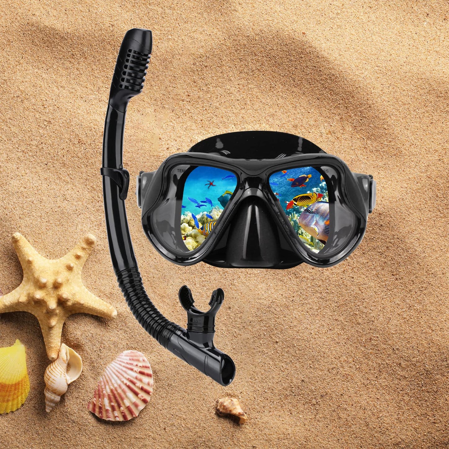 DIPUKI Snorkeling Gear for Adults Snorkel mask Set Scuba Diving mask Dry Snorkel Swimming Glasses Swim Dive mask Nose Cover Youth Diving (Blue+Yellow（2 Pack）)