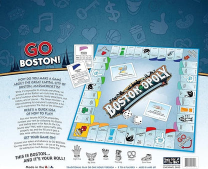 Late for the Sky Boston-Opoly Boston Board Game – Property Trading City Edition for Families &amp Adults 2–6 Players Opoly-Style Strategy with City Landmarks Educational Party Game