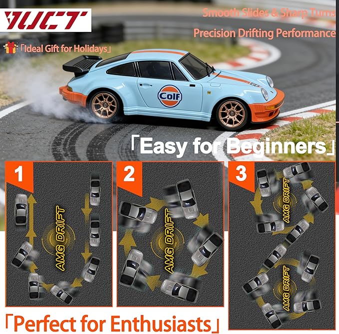 YUCT LDRC 1/18 RWD RC Drift Car with Gyro - Proportional Throttle Steering Metal Drive Shaft Independent Suspension &amp Alloy Shell Drift Cars for Adults (LD1898 Blue)