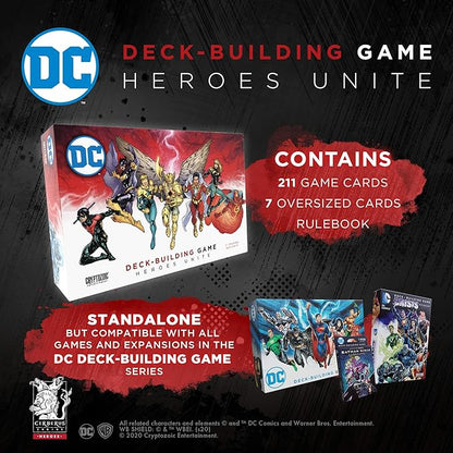DC Deck-Building Game: Heroes Unite- Play as Hawkman Nightwingand Bat Girl from the DC Multiverse- Super Hero Board Game- For 2 to 5 Players - Ages 15+