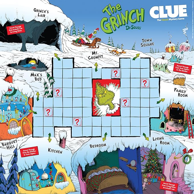 CLUE: The Grinch Classic Mystery Board Game Solve the Holiday Theft in Whoville with Cindy-Lou &amp More Discover Who Where and What was Taken Officially Licensed Dr. Seuss Merchandise