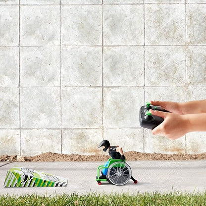 Hot Wheels RC Aaron Wheelz Wheelie Chair Remote-Control Wheelchair with Motocross Aaron Wheelz Fotheringham Figure