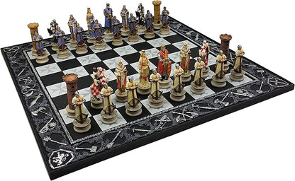 HPL Medieval Times Crusades King Richard Christian Knights Chess Set with 17 Maltese Board