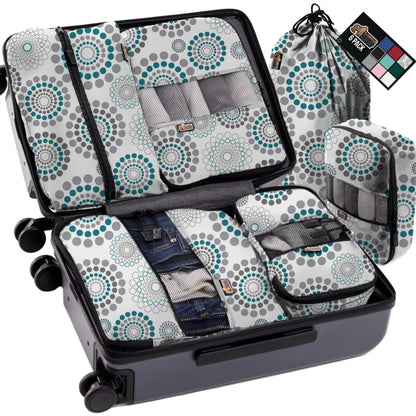GORILLA GRIP 6 Set Packing Cubes, Travel Essentials for Suitcase, Mesh Organizer Bags for Clothes Toiletries Shoes and Laundry, Luggage and Carry On Airplane Accessories, Traveling Must Haves Spiral