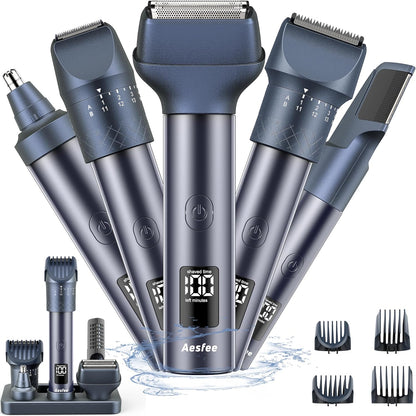 Beard Trimmer for Men, Electric Razors and Hair Clippers Set, Precision Dial Adjustable 20 Settings, All-in-One Shaving Kit for Mens Face Head Nose Body, IPX7 Waterproof Wet/Dry, USB-C Charge Dock