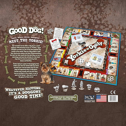 Late for The Sky Yorkie-Opoly Dog Board Game for Yorkshire Terrier Lovers Family Party Fun 2–6 Players Ages 8+ Strategy Classic or 60-Minute Quick Play