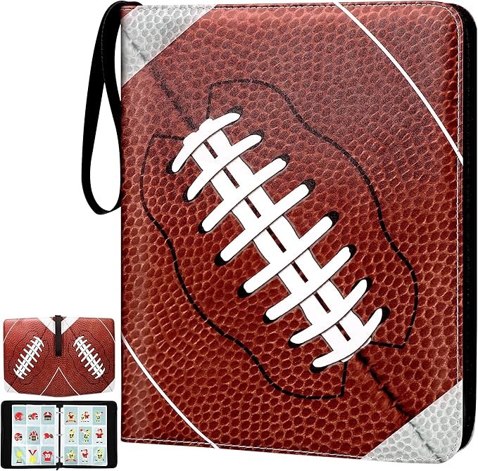 Elcoho 900 Pockets Football Card Binder for Trading Cards Holder with Sleeves Album Cards Holder Protectors with 3 D-Ring Album for Sports Football Card Collection Storage