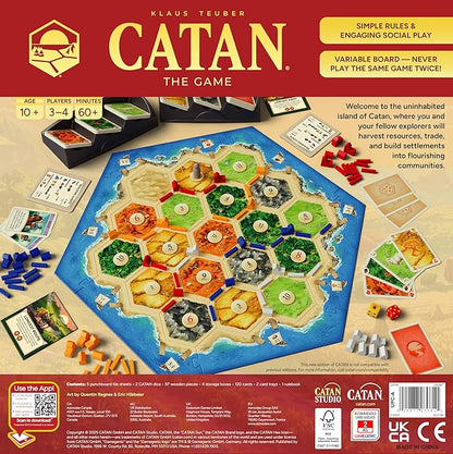 CATAN Board Game (6th Edition) Trade Build &amp Settle in the Classic Strategy Game for Family Kids &amp Adults Ages 10+ 3-4 Players 60-90 Min Playtime