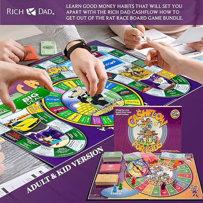 Rich Dad Cashflow How to Get Out of The Rat Race Board Game Set Adult &amp Kid Version - Fun and Educational Financial Literacy Learning Games for Boys Girls and Family