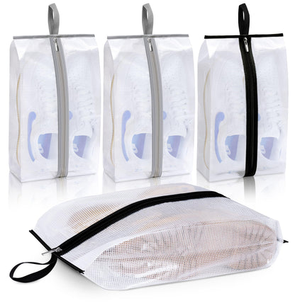 MISSLO Waterproof Shoe Bags for Travel 4 Pack XX-Large Shoe Storage Bag Clear Sneaker Pouch Portable Boots Organizer with Sturdy Zipper for Men & Women
