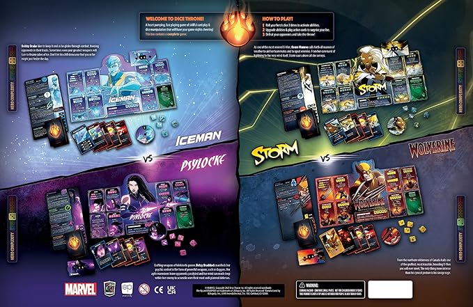 Marvel X-Men Dice Throne Box 1 4 Hero Box Featuring Wolverine Iceman Psylocke &amp Storm Competitive Dice Board Game Stand-Alone &amp Cross Compatible with All Dice Throne Heroes Officially Li
