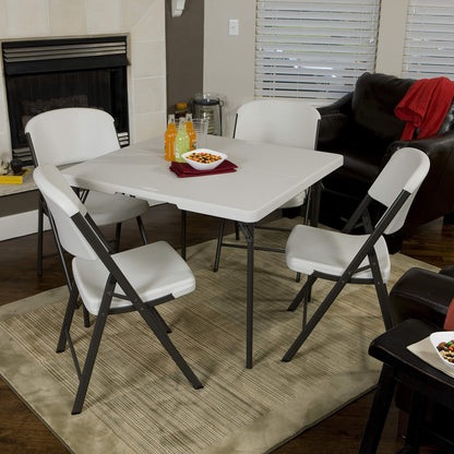 Lifetime 280228 37-Inch Square Fold-in-Half Table, White Granite Top with Gray Frame