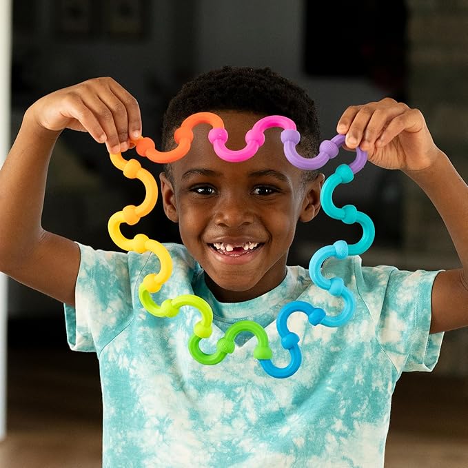 Fat Brain Toys Plip Links Silicone Building Toys for Creative Play Creative Construction Play Set for Preschoolers Kids Toys Ages 3 to 12