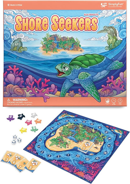 SimplyFun Shore Seekers - A Fun and Interactive Math Board Game for Kids - Practice Addition and Multiplication Skills - Math Game for Kids 2 to 7 Players Ages 7 &amp Up