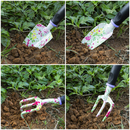 JUMPHIGH Gardening Tool Set, 10 PCS Heavy Duty Aluminum Garden Kit Floral Gardening Gifts for Women, Garden Hand Tools with Non-Slip Rubber Handle, Kneeling Pad, Garden Gloves and Storage Tote Bag