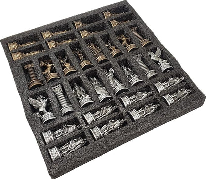 Greek Mythology Olympus Gods Zeus vs Poseidon Set of Chess Men Pieces Bronze and Pewter Color - NO Board