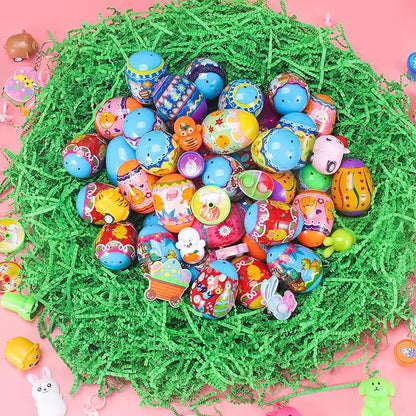 100PCS Unique &amp Colorful Prefilled Easter Eggs with Novelty Toys Filling Treats Easter Eggs Hunt Basket Stuffers Fillers Theme Party Favor Classroom Prize